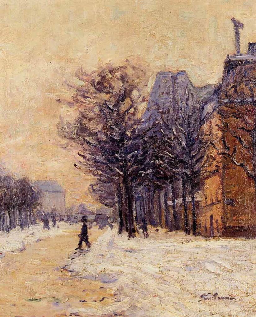 Armand Guillaumin, 1888ca, CR180, Rue sous la neige (Passers by in Paris in winter), 46x38, MPP Geneva (iR10;iRx;R179,G39;M144)