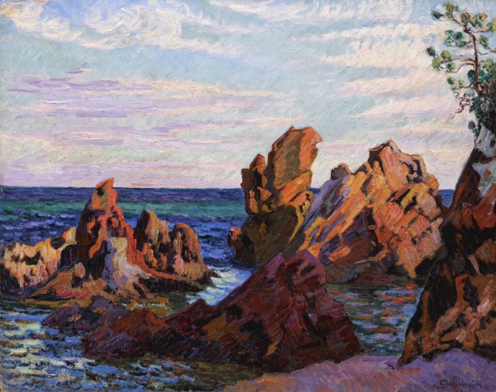Armand Guillaumin, 1896 (06 18h), CR366, The rocks at Île Bess, Agay, 65x82 (or 74x92), A2016/11/15 (iR14;iR2;iR1;R124,no366) =?? SdA-1904-571, Île Besse (Agay)