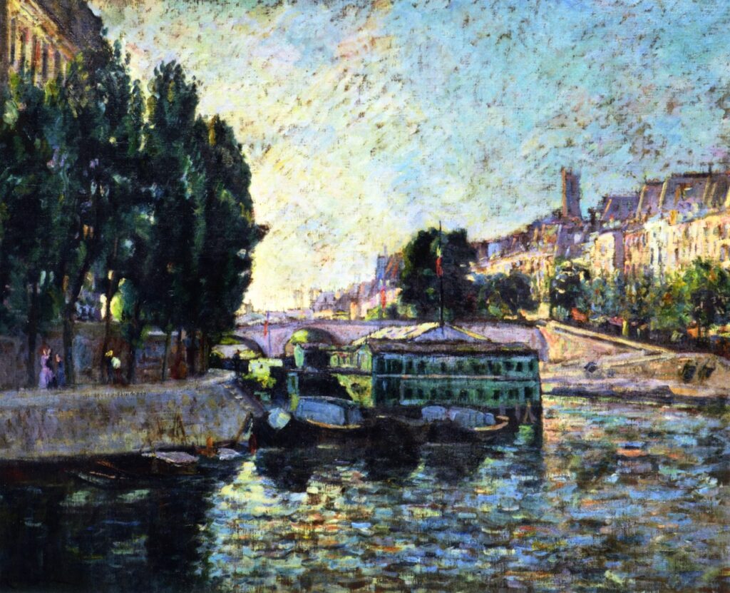 Armand Guillaumin, 7IE-1882-40, Lavoirs (Pont-Marie) =? 1871ca, CR-, Banks of the Seine, unloading coal, 58x71, A2012/11/08 (iR2;iR15;iR11)