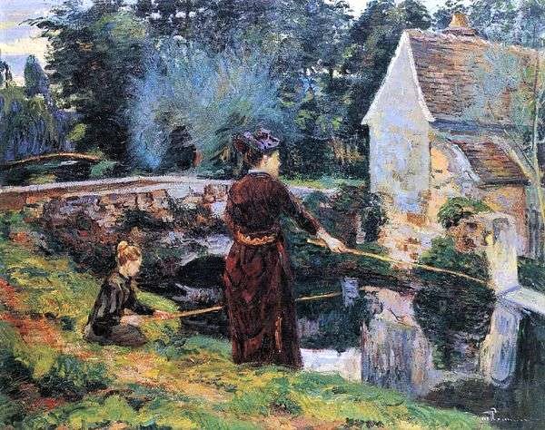 Armand Guillaumin, 8IE-1886-71, Les pêcheuses =? 1885ca, CR-, Mme Guillaumin fishing, 65x80, private (iR10;iR327;R179,G31;R2,p445) =GP1919/12/03-987 Hazard collection.