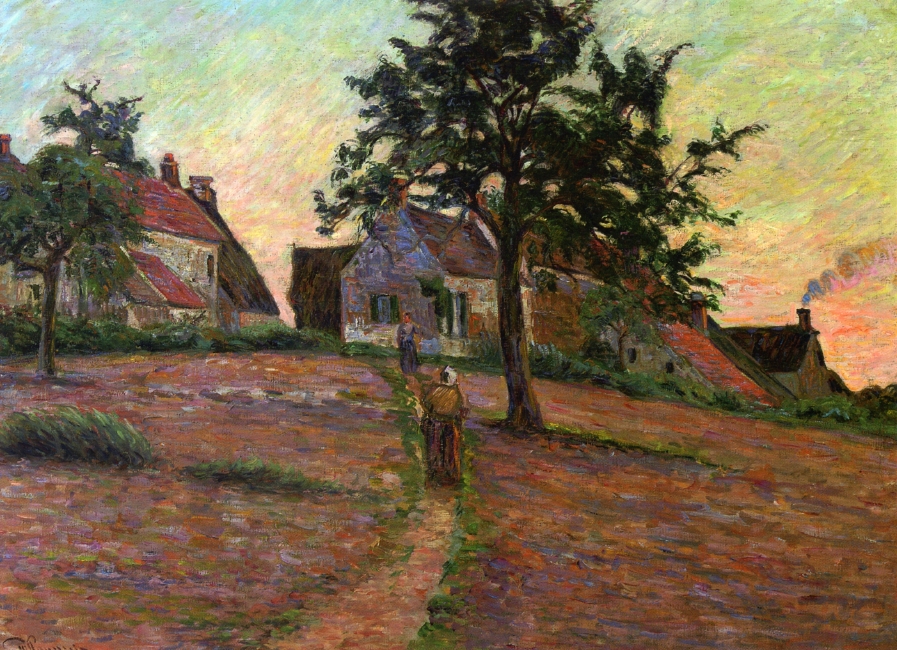 Armand Guillaumin, 8IE-1886-76, Soleil couchant. Compare: 1888ca, CR181, Road in Damietta, sunset, 73x100, A2005/11/03 (iR2;iR11;iR14;R124,no181;R2,p445;R90I,p428+436)