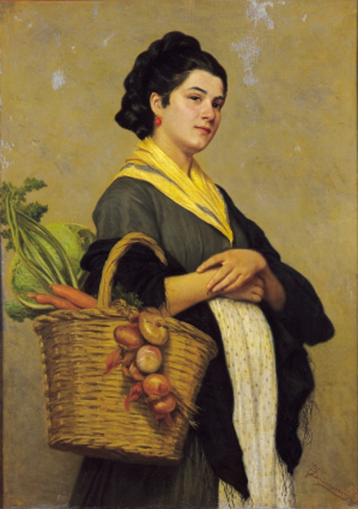 Federico Zandomeneghi, 1873, CG33, SDbr, La spesa (Young woman with a basket of vegetables), 105x75, A2000/05/23 (iR11;iR15;iR167;R204,no33) = expo Venice 1873,no83
