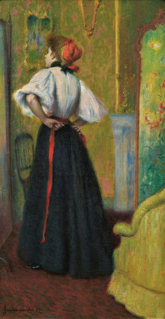 Federico Zandomeneghi, 1895, CG292, SDbl, Before the mirror, 41x22, A2007/06/19 (iR14;iR11;R203,no386;R204,no292) = solo expo at Durand-Ruel 1898, no42.