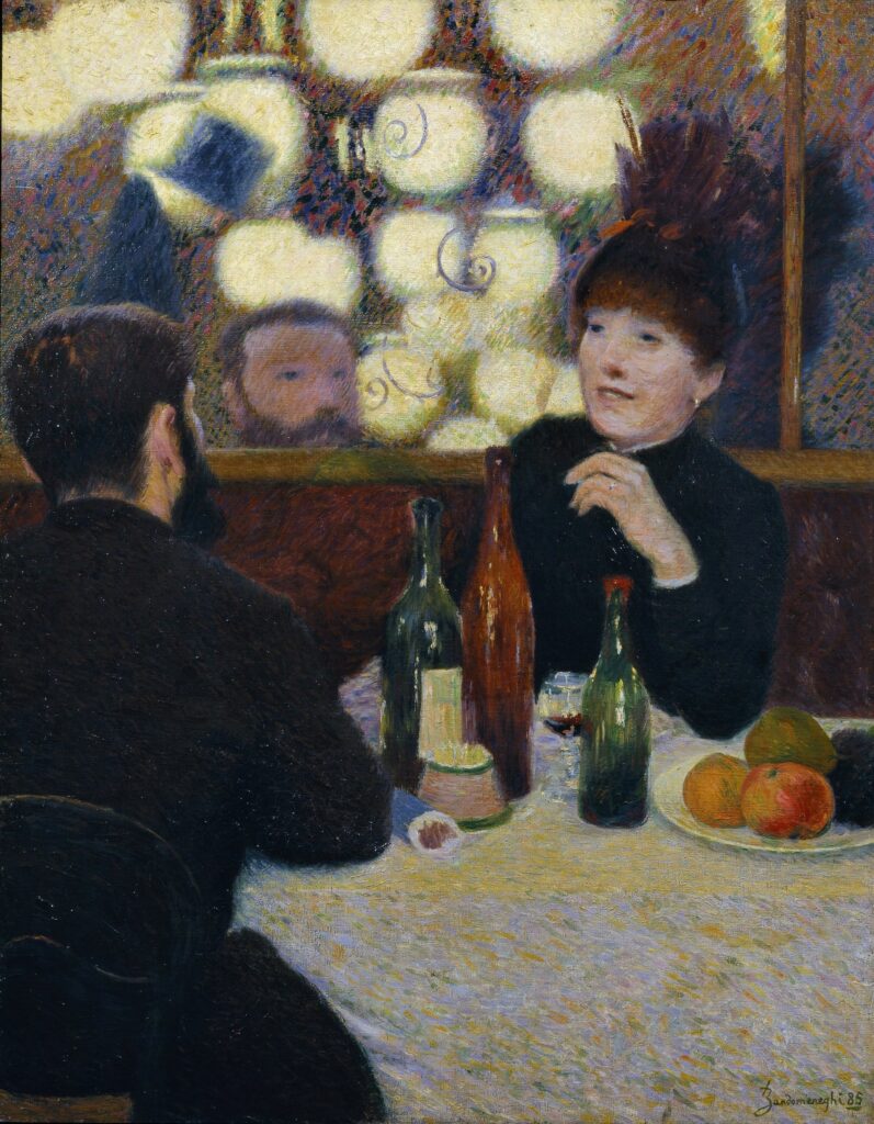Federico Zandomeneghi, 8IE-1886-235, Peinture (Scène de café) = 1885, CG110, SDbr, At Café de la Nouvelle-Athènes, 90x70, private Milan (iR10;iR167;R9;R90II,p254+278;R204,no210); the model is Suzanne Valadon.