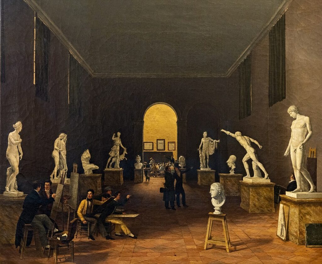 Gilibert (Jean-François; 1783-1850): 1826, Ingres visiting the new drawing school, 38x46, MI Montauban (iR6;iR10;iR23;M197)