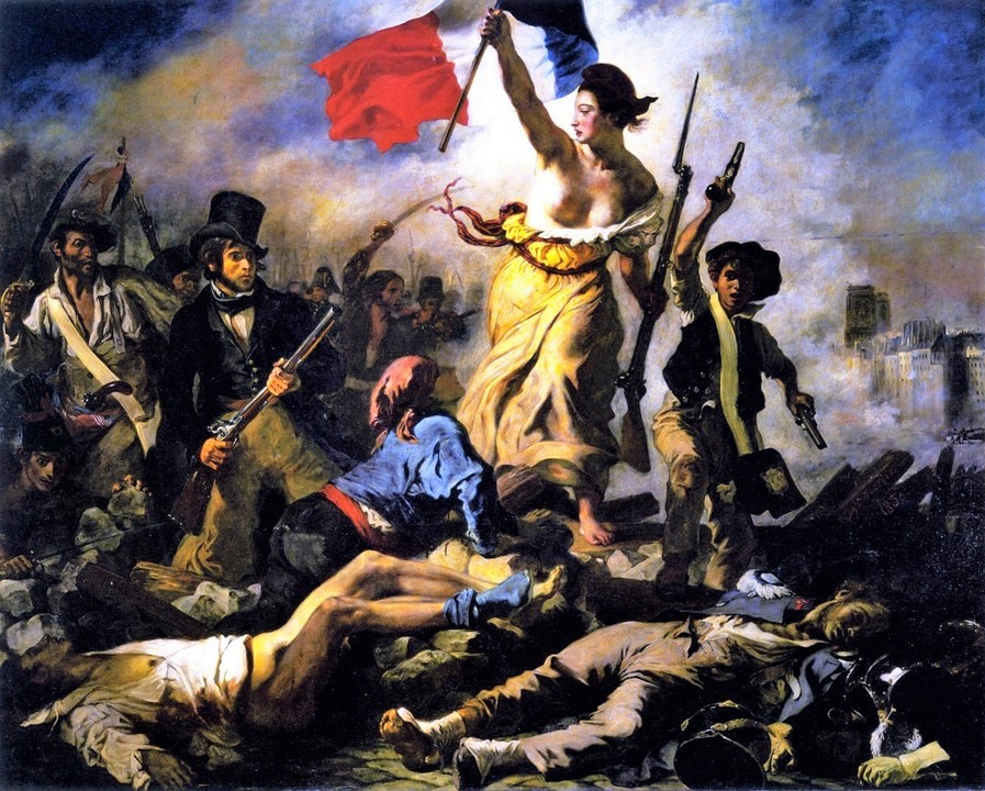 Delacroix (1798-1863): 1830-31, Liberty guiding the people, 260x325, Louvre (iR2;iR1;R12,p437;R172,p61;R13,p174;R293,p328;R231) =S1831-511, Le 28 juillet. La liberté guidant le peuple; =EU=S1855-2926 + =EU-C-1889-258