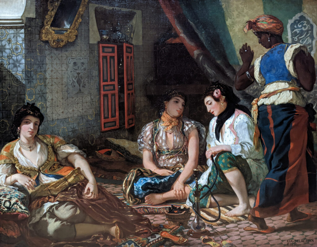 Delacroix (1798-1863): 1834, Women from Algiers in their appartment, 180x229, Louvre (iR10;iR4;iR2;iR1;R13,p175) =S1834-497 =EU=S1855-2931, Femmes d’Alger dans leur appartement