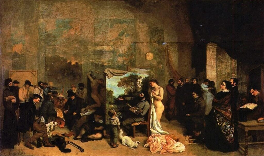 Courbet (1819-77): 1855, My atelier (allegory), 361-598, Louvre (iR2;iR1;R63,p34;M5) =EU=S1855-R -> Pavillon du Réalisme