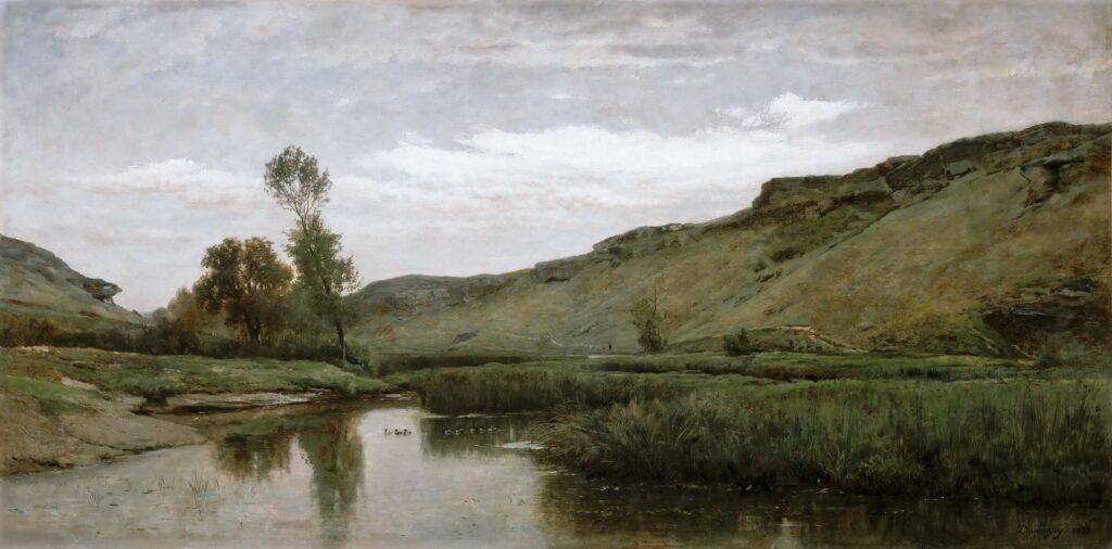 Charles-François Daubigny (1817-78): 1857, The Big Valley of the Optevoz (Isère; or the pond), 97x194, Louvre (iR2;iR1;R231;M5) =S1857-689, Vallée d’Optevoz (Isère) = EU-1867-185 -> 2x 1st class medal