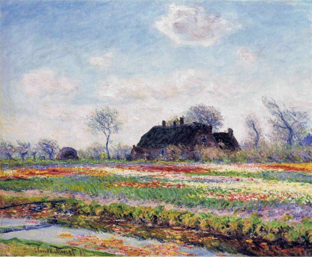 Monet, 1886, CR1070, Field of Tulips in Sassenheim near Haarlem, 60x73, CAI Williamstown (iR10;iR6;R22,CR1070;R231;M26) =EU-C-1900-485, Champs de tulipes à Sassenheim, Hollande