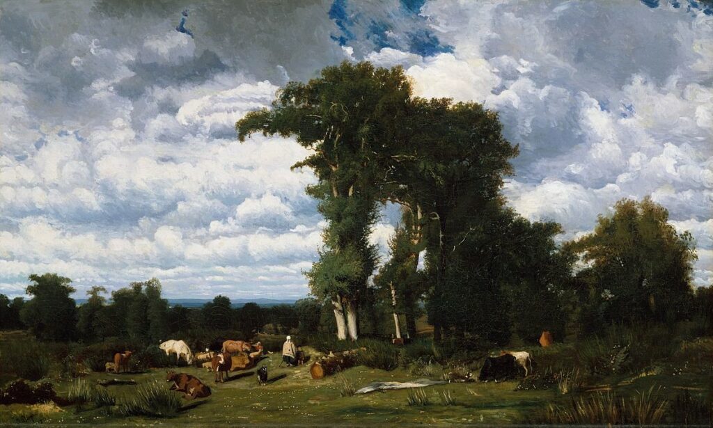 Jules Dupré (1811-89): 1837, SDbl, Landscape with Cattle at Limousin, 79x130, Metropolitan (iR6;M23;iR10;iR48;iR1;R231) Compare: S1835-671, Vue prise dans les pacages du Limousin =EU-C-1889-322