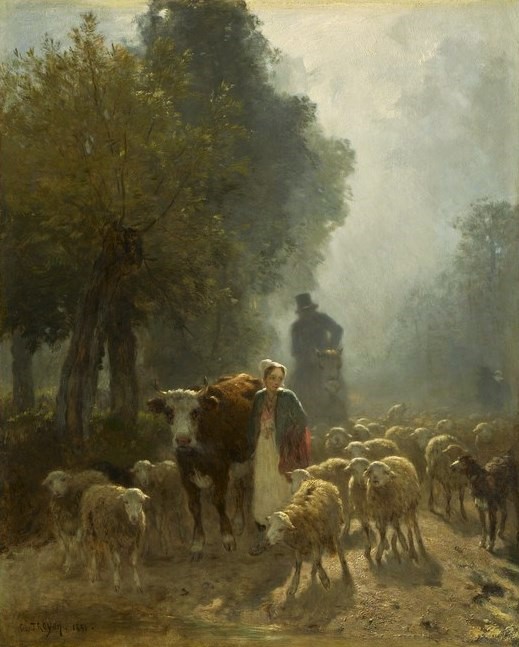 Constant Troyon (1810-65): 1851, Going to Market on a Misty Morning, 65x52, CAI Williamstown (iR2;M26;R290,p195) cpS1859-2902, Le départ pour le marché = EU-C-1889-629, Le matin, départ pour la marché