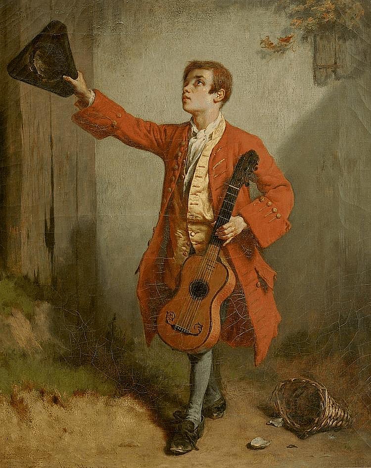 Louis Debras: 1858, SDbl, La serenade à la guitare, 50x41, A2012/10/28 (iR17;iR2) cp S1859-789, Un mendiant