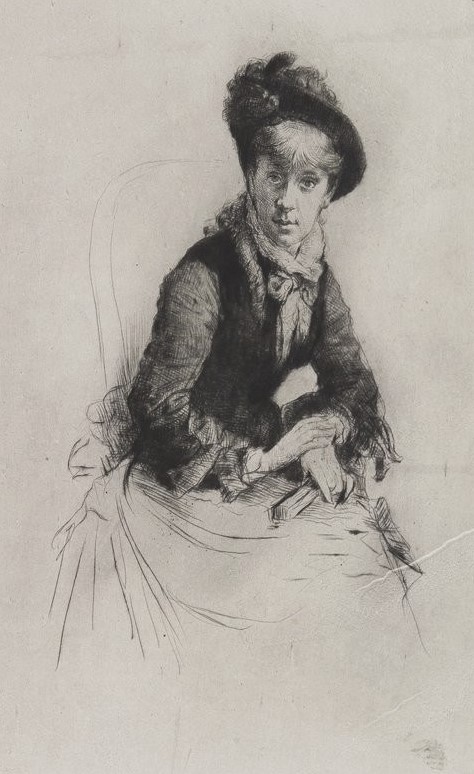 Marcellin Desboutin: 2IE-1876-72, Portraits (gravure à la pointe sec) =??? 1875, Alice Ritter (Mme A. Desgranges), etch 1st, 40x20, BNF Paris (iR40;iR105;aR10,no131;R158,no213;R90I,p71+99)