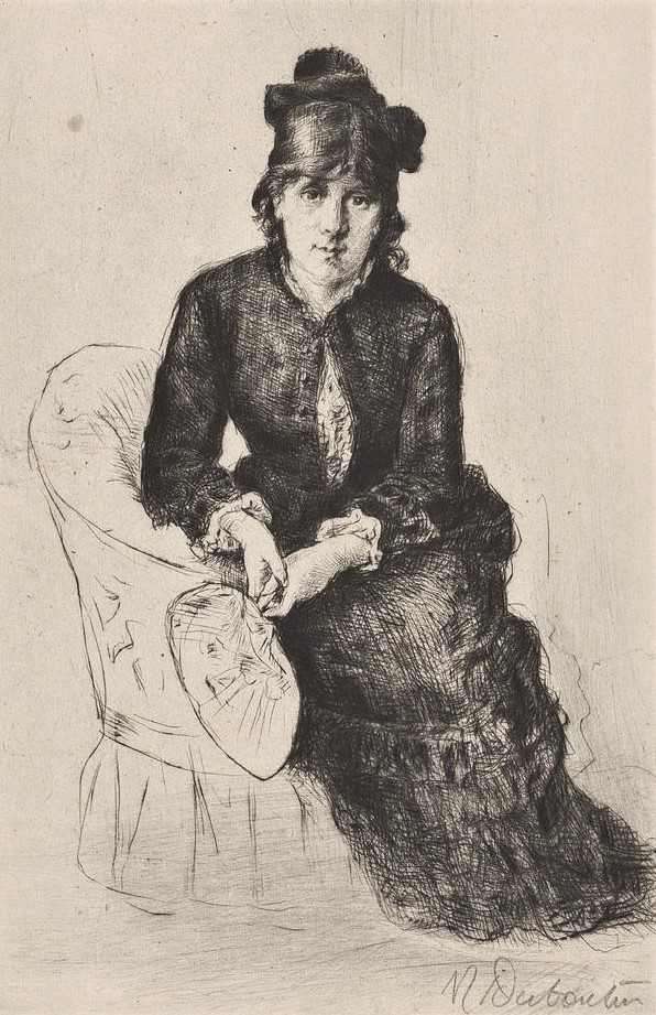 Marcellin Desboutin: 1876ca, Berthe Morisot, peintre (d), etch ps 2/2, 26x18, A2014/09/23 + BNF Paris (iR4;iR11;iR17;iR40;iR1;R85V,no22;R158,no181;R89,no25) =!? S1875-3660-10, Portrait de Mll. B. Morisot