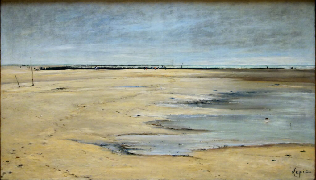 Ludovic Lepic, 2IE-1876-105, La plage de Berck =? 1876ca, The beach at Berck (Pas-de-Calais), 127x246, PBA Lille (iRx;iR6;iR35;iR23;iR127;iR130;M17) Compare: SdAF-1881-1426, Plage de Berck; panneau décoratif
