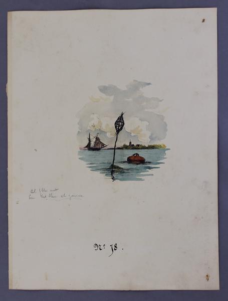 Ludovic Lepic, 2IE-1876-113, La Bouée No 2, baie de Somme. Compare: 1889ca, Faïenceries de Creil & Monterau no 78, ink wc, 35x27, Creil MGJ (iR23;R2,p162;R90II,p39) Compare: SdAF-1887- 3166, La bouée; nord de Cayeux