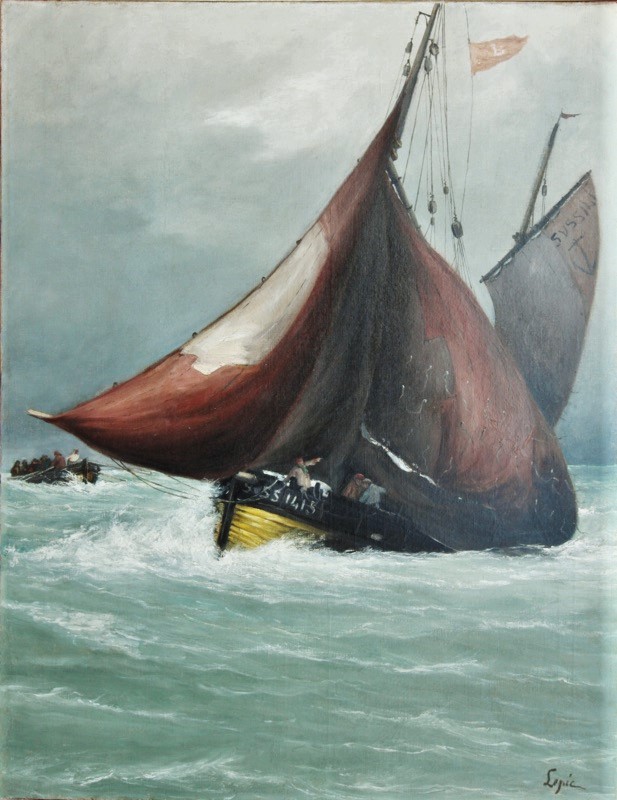 Ludovic Lepic, 2IE-1876-117, Le halage d’un bateau =?? 18xx, Le remorquage (towing), 125x97, MdF Berck (aR4=M202;iR13;R2,p162)