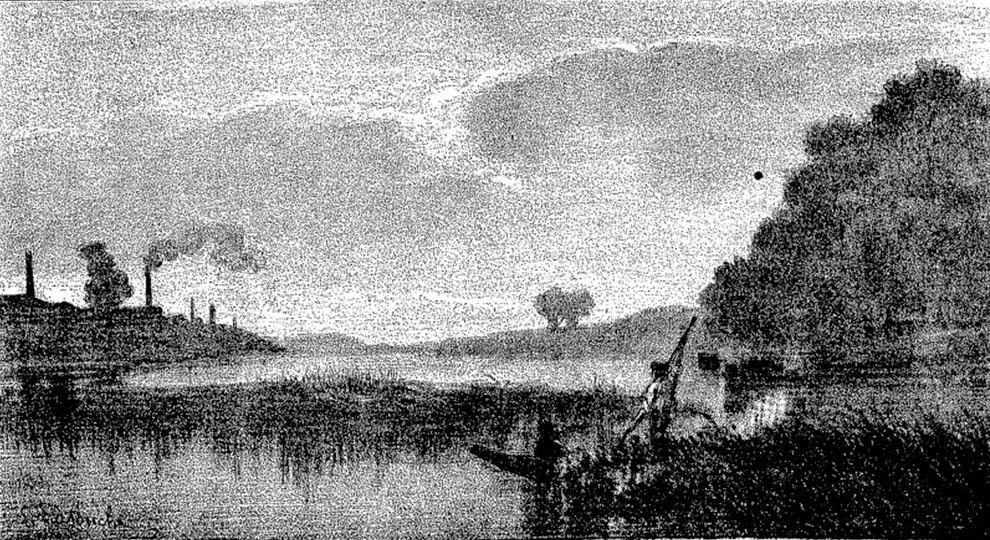 Louis Latouche, S1868-1453, Approche de l’orage à la pointe de l’île, à Saint-Ouen. Etch after Latouche rendered by Pothey 1868/08/14 (R265,no16=iR40;iR1)