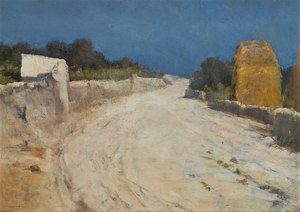 Giuseppe de Nittis, 1IE-1874-118bis, Route en Italie =?? 18xx, Strada di Puglia (Road of Apulia), 24x40, A2018/05/16 (iR11;iR10;R2,p122)