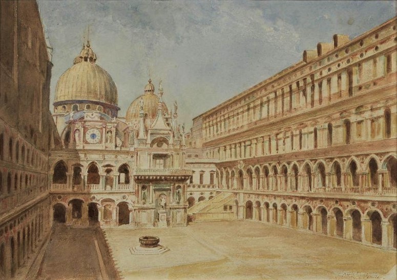 Léon-Auguste Ottin, 18xx, Sbr, View on Venise (Palace), 24x34, A2021/02/23 (iR17)