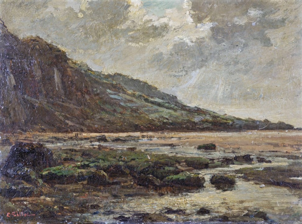 Charles Tillot, 18xx, The beach of Villers-sur-Mer (Calvados), on panel, 24x33, A2022/03/07 (iR11;iR18;R2) =? 2IE-1876-250 / 5IE-1880-195 / 6IE-1881-146, (Rochers et) plage à Villers