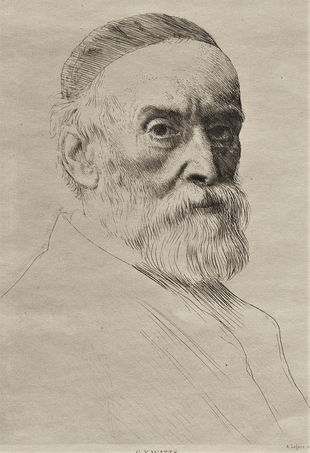 Alphonse Legros, SdAF-1882-5421-3, Quatre eaux-fortes. Portraits =?? 1879, CR198, G. F. Watts, etch, 31x24, Cleveland MA (iR6;iR2;iR40;R85IX,no198;iR1;M27)