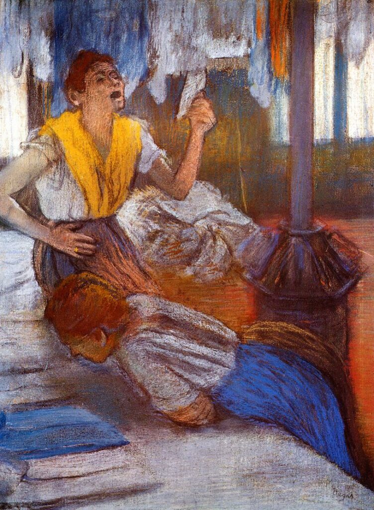 Edgar Degas, 2IE-1876-41, Blanchisseuses =? 1884ca, CR776, Reading a letter, pastel, 63x45, Glasgow AGM (iR53;iR10;R26,no618;R2,p161;R114,no776)