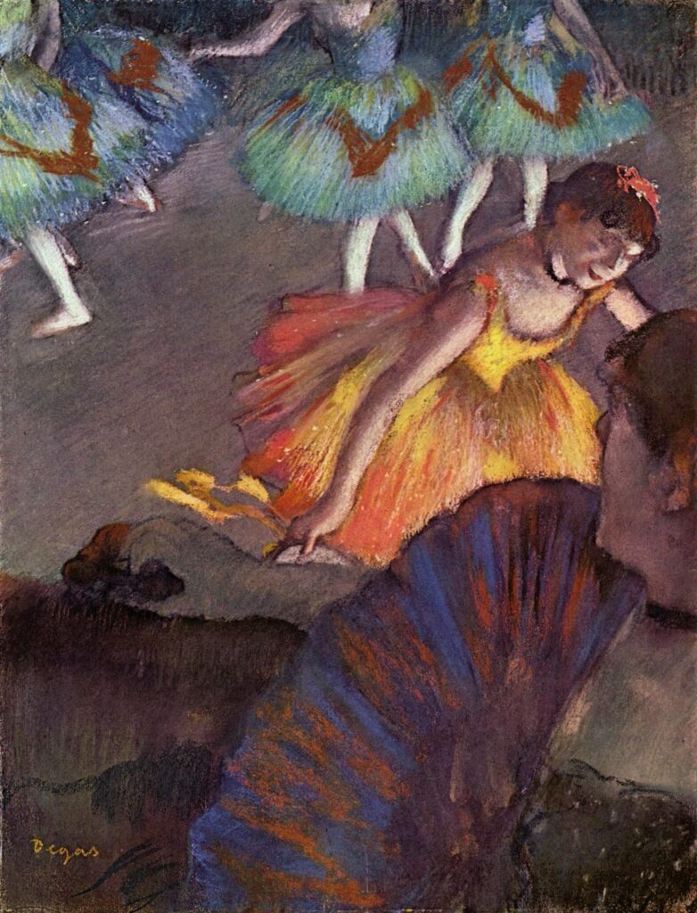 Edgar Degas, 1885ca, CR828, Ballerina (seen from the Opera box; Lady with a Fan), pastel, 66x51, Philadelphia MA (iR53;iR380;iR10;R26,no816;R2,p311;M28) Option for: 5IE-1880-44+hc3, (no title).