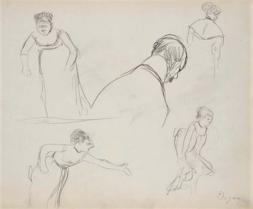 Edgar Degas, 1877ca, Five rapid sketches (of a singer at a café-concert), dr, xx, JPGM Los Angeles (iR8) =?? 6IE-1881-19+hc3, Drawings and sketches: Chanteuses en scène