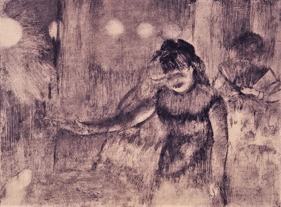Edgar Degas, 1877-78ca, Café Singer, monotype, 12x16, xx (iR91;R90I,p340+362) =?? 6IE-1881-19+hc4-3, Esquisses noire