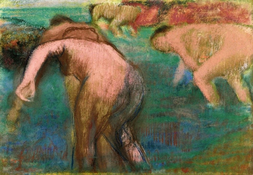 Edgar Degas, 8IE-1886-26, Suite de nuds de femmes se baignant... Compare: 1890-95ca (18xx), CR1076, Femmes au bain, pastel, 57x82, A2015/02/04 (iR10;iR14;R26,no1000-1006cp;R114,no1076;R2,p444;R90I,p441)