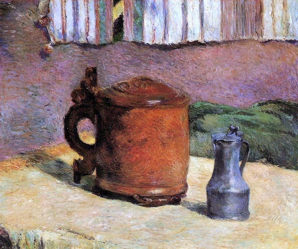 Paul Gauguin: 5IE-1880-58, Nature morte =? 1880, CR60, SDbl, Le pot de terre et le pot de fer (Clay jug and iron mug), 54x65, Chicago AI (iR10;iR2;iR59;R37,p43;R2,p311;R90II,p149+165;R181,no60;R128,no47).