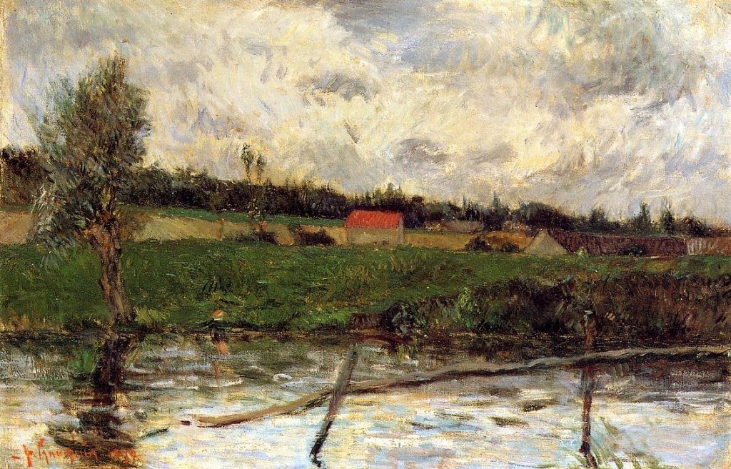 Paul Gauguin: 1879, CR54, SDbl, Riverside (the Oise near Pontoise?), 31x47, private (iR2;iR54;R181,no54;R128,no38bis;R2,p311;R90II,p150) =?? 5IE-1880-60, étude