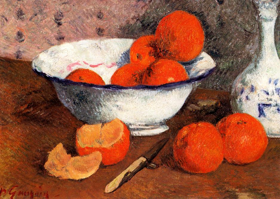 Paul Gauguin: 1880-81ca, CR59, Still Life with Oranges, 33x46, MBA Rennes (iR2;iR59;R181,no59+p90;R128,no65;R90II,p242;R90I,p432+439) =? 8IE-1886-42, Nature morte. Compare: 7IE-1882-26, Oranges, nature morte