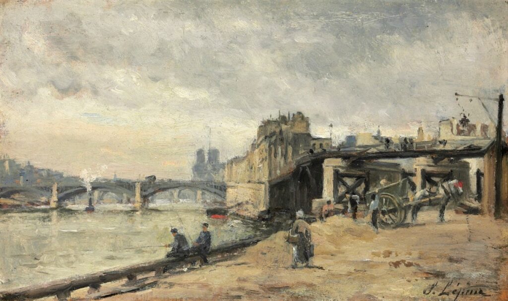 Stanislas Lépine: 18xx, CR124, The Seine at the Pont de la Tournel, on panel, 14x24, A2018/12/11 (iR15;iR1;R208,no124) =?? S1868-1562, Le pont de l’Estacade, à Paris
