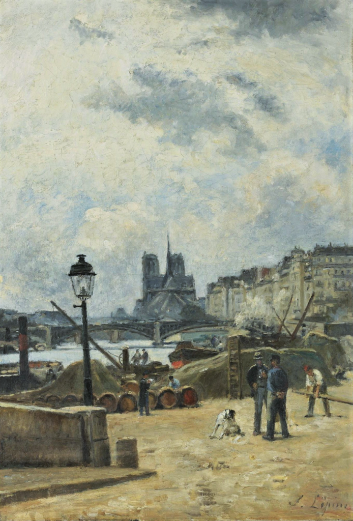 Stanislas Lépine: 1882-85ca, CR113, The Seine at pont Sully and le Quai Henri IV, 55x38, A2010/04/23 (iR2;iR14;iR11;iR1;R208,no113) =? SdAF-1886-1462, Le port au vin, à Paris