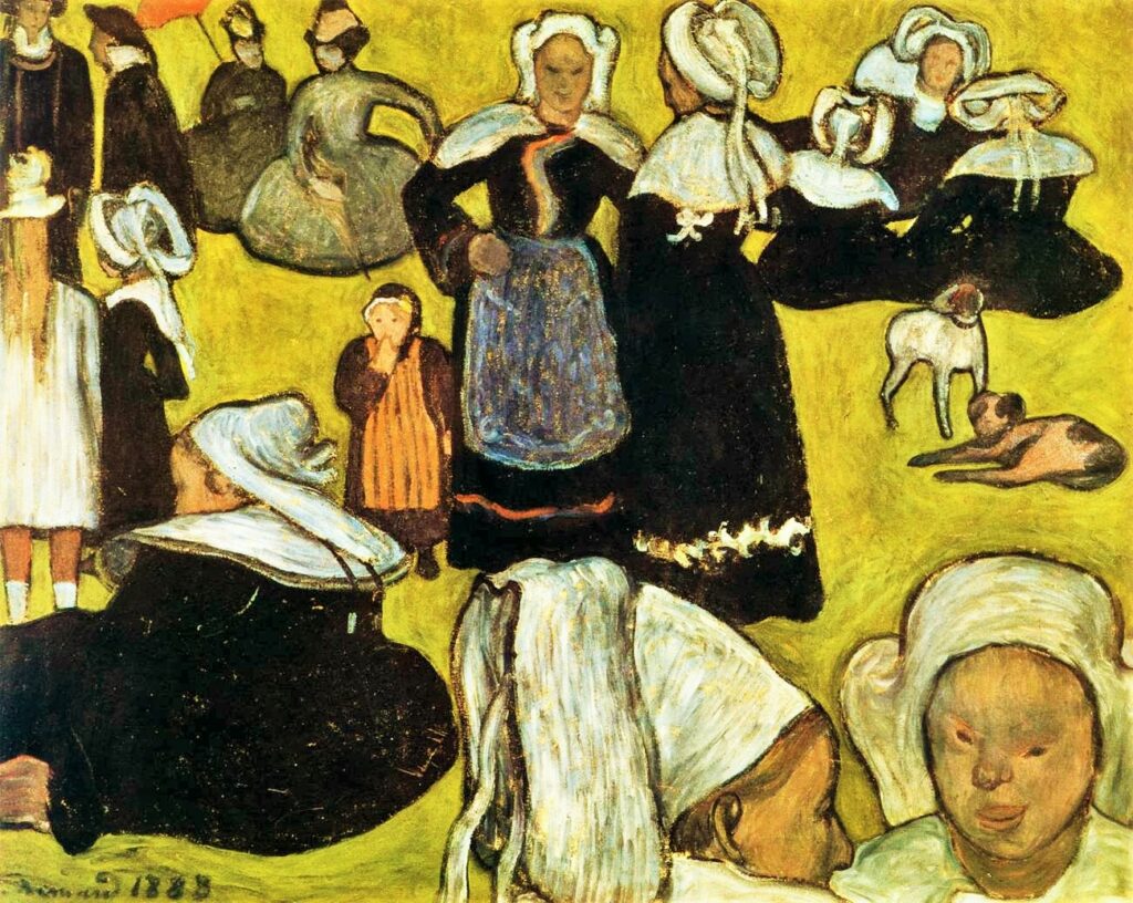 Émile Bernard: 1888/08, L114, SDbl, Breton Women in the Meadow (Le Pardon de Pont-Aven), 74x93, Orsay (iR10;iR104;iR6;R181II,p458;M1)