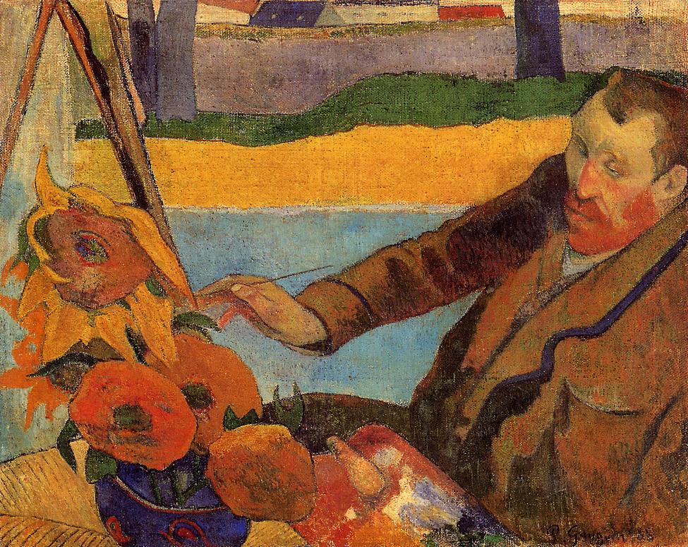 Paul Gauguin: 1888, CR326, SDbr, Portrait of Vincent van Gogh Painting Sunflowers, 73x92, VGM Amsterdam (iR2;R181,no326;R128,no296;M73)