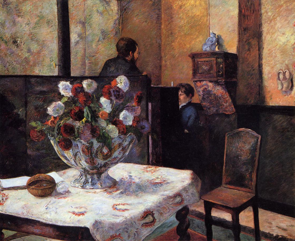 Paul Gauguin: 7IE-1882-18, Fleurs, nature morte =? 1881, CR76, SDbr, Interior of the Painter's House, rue Carcel, 130x162, Ng Oslo (iR2;iR59;R31,no10;R181,no76;R128,no50;R2,p394;R90II,p202+217;M92)