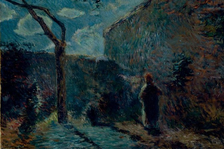 Paul Gauguin: 7IE-1882-29, Un coin du mur, effet de nuit =!? 1881, CR72, SDbr, Un coin du mur (effet de nuit), 22x30, A2010/06/14 (iR6;iR11;R181,no72;R128,no57;R2,p395;R90II,p203+218) =SdA1906-169, paysage nocturne