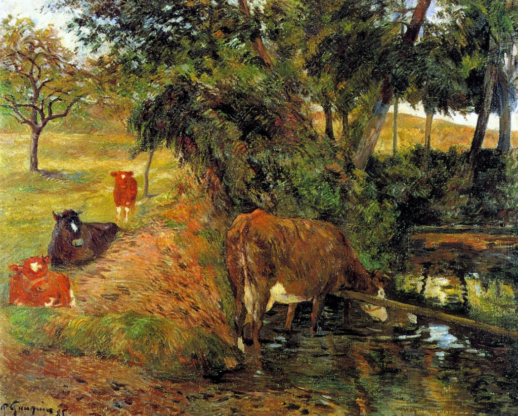 Paul Gauguin: 8IE-1886-43, Vaches au repos =!? 1885, CR191, Cows near Dieppe (Landscape with Cows in an Orchard), 64x80, MBB Rotterdam (iR2;R181,no191;R128,no160;R2,p444;R90I,p242+260;M70)