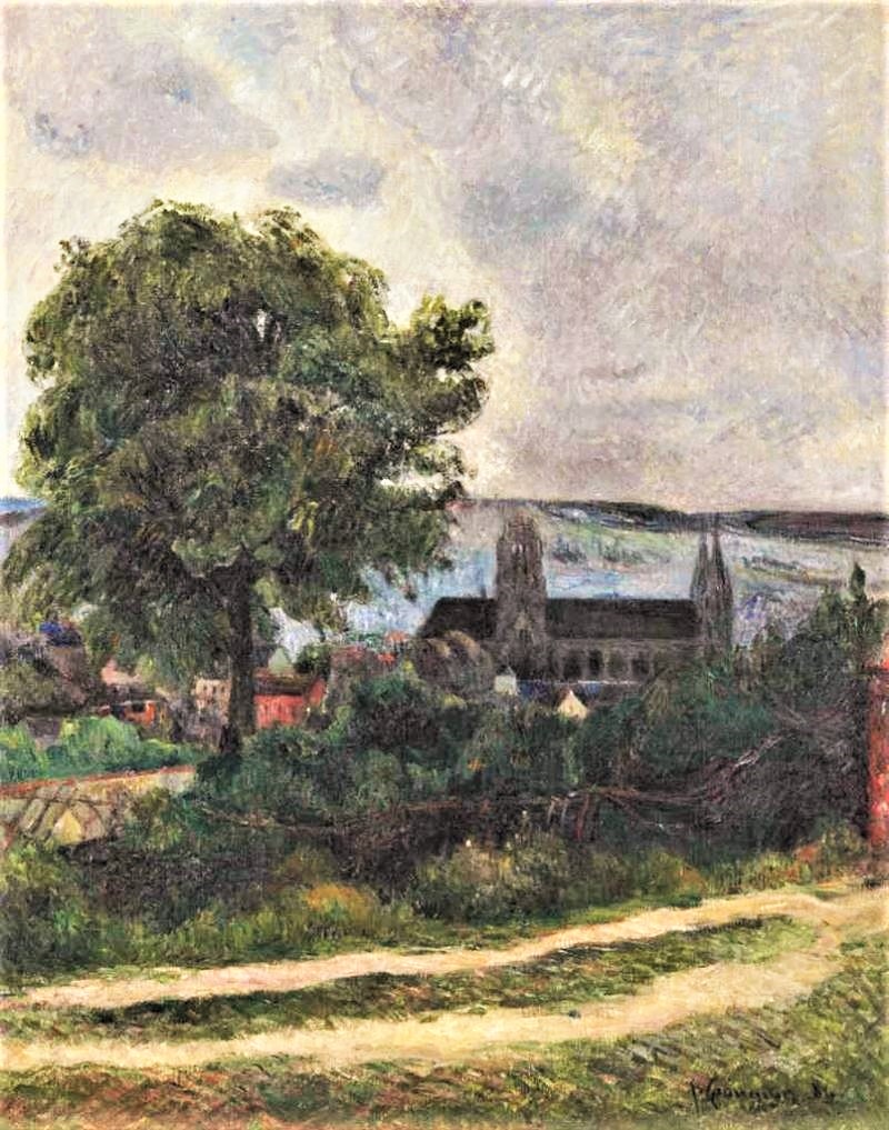 Paul Gauguin: 8IE-1886-51, Vue de Rouen =? 1884, CR124, SDbr, Rouen, L'église Saint-Ouen, 90x73, A2013/05/09 (iR11;R181,no124;R128,no103;R2,p444;R90II,p243+262)