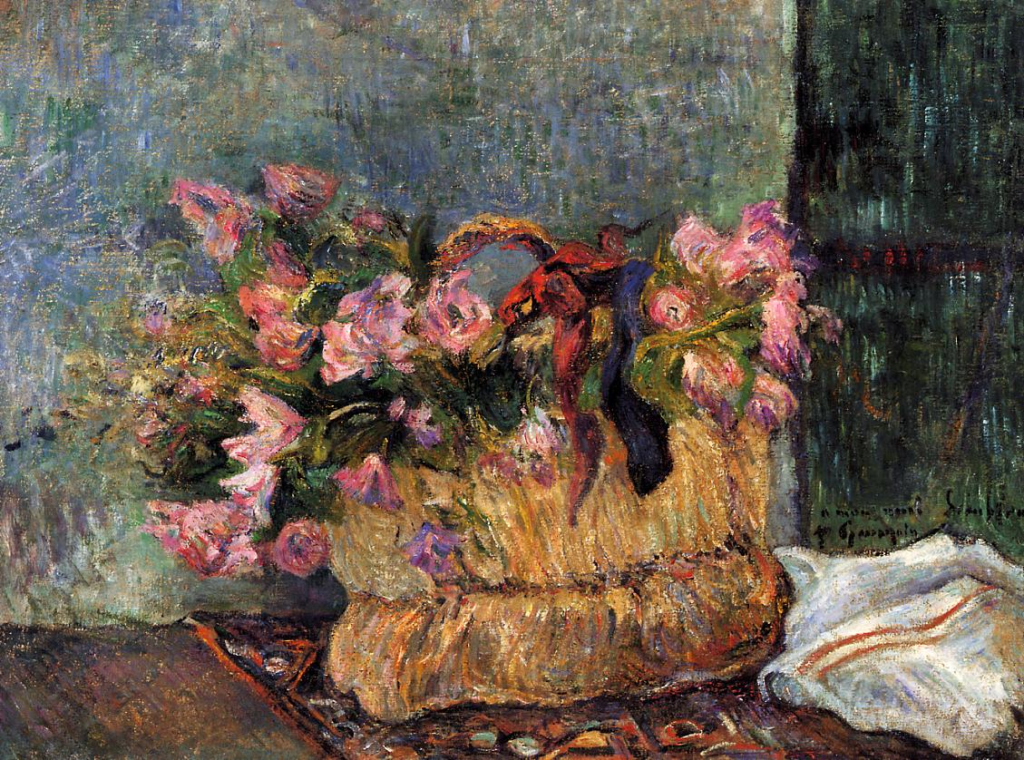 Paul Gauguin: 8IE-1886-54, Fleurs, fantaisie =? 1884, CR148, SDbr, Basket of Flowers, 48x60, Philadelphia MA (iR2;iR59;R181,no148;R128,no182;R2,p444;R90II,p243+262;M28)