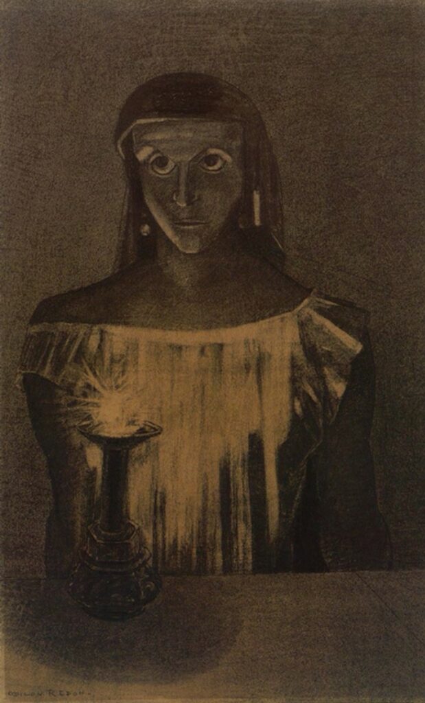 Odilon Redon: 1876, CR2588, Lady Macbeth, fusain, 50x31, Library New York (R182IV,p253+329+no2588) =GdI-1884-hc; =1SdI-1884-3, Lady Macbeth.