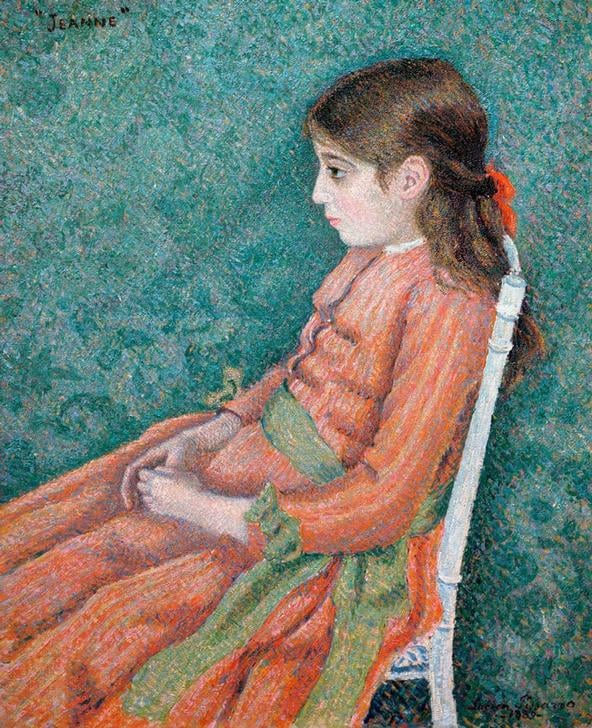 Lucien Pissarro: 1889, CR29, SDbr, Portrait of Jeanne (Lucien's sister), 73x59, private (iR155;iR2;R125,no29) =SdI-1889-206; XX-1890-1