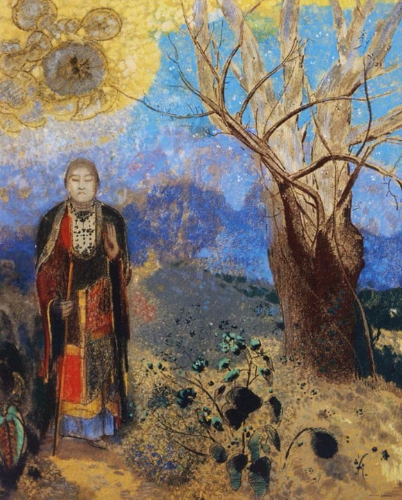 Odilon Redon: 1905-10ca, CR682, Le Bouddha, pastel, 90x73, private (R182I,p266+IV,p334-347+no682) =4SdA-1906-1457; =retrospectives 1920-117 + 1926-49