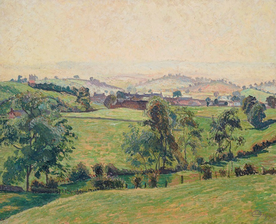 Lucien Pissarro: 1914, CR192, SDbr, Brough, misty afternoon, 60x73, A2022/05/14 (iR15;R125,no192) =NEAC-1914-130