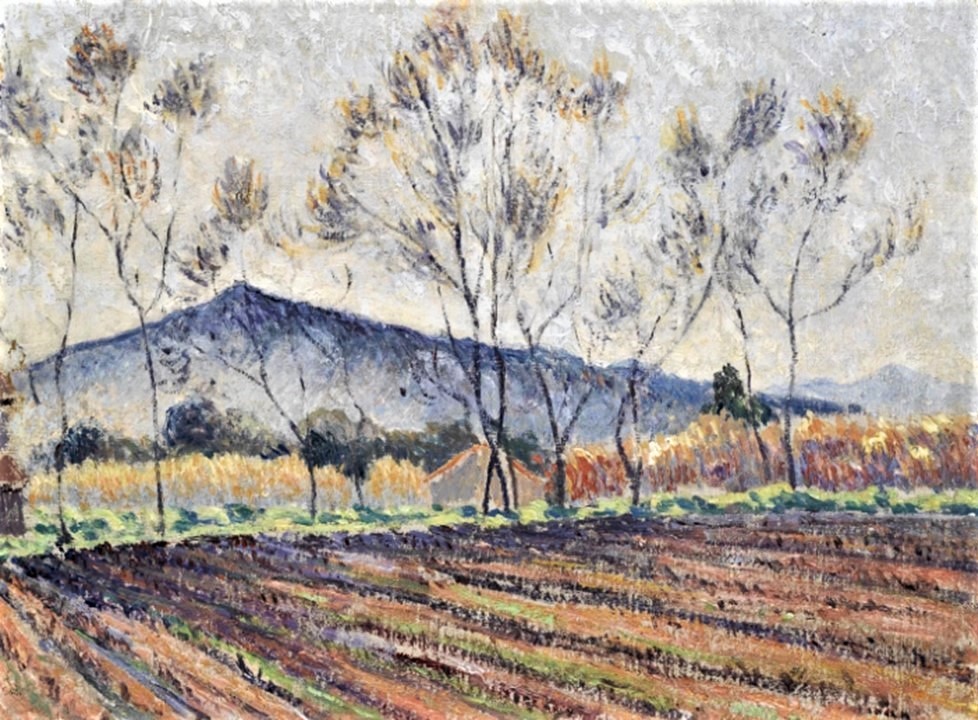 Lucien Pissarro: 1922/12, CR354, A stormy day (A farm, le Levandou), 28x38, A2009/11/11 (iR14;iR11;R125,no354) =LG1924-102 =LG1946-39