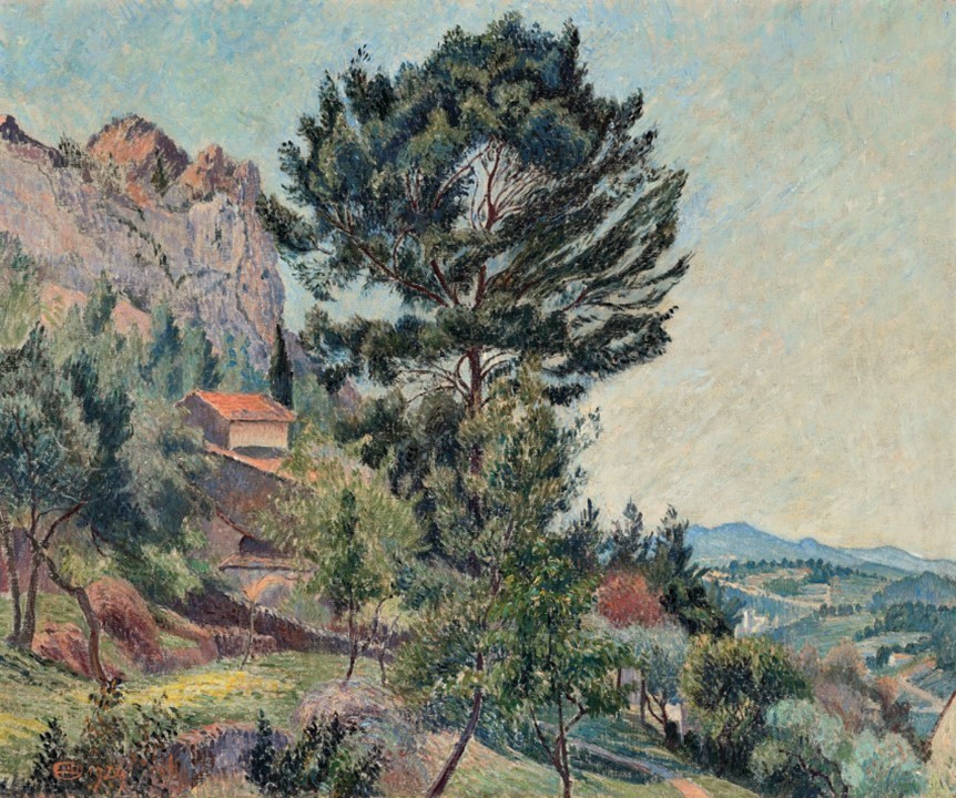 Lucien Pissarro: 1929, CR463, SDbl, Un rocher du Faron (soleil), Toulon, 59x73, A2022/03/23 (iR15;R125,no463) =LG1929-17 =LG1943-59 =LG1946-51